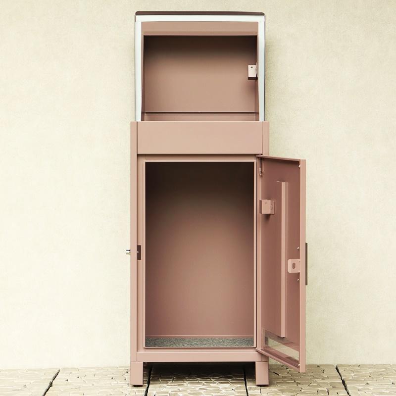 宅配ボックス おしゃれ シンプル 2段 ピンクレッド系 グリーン 一戸建て 一軒家 宅配BOX 鍵付き 施錠 セキュリティー 玄関前 本体完成品 アンティーク | ブランド登録なし | 09