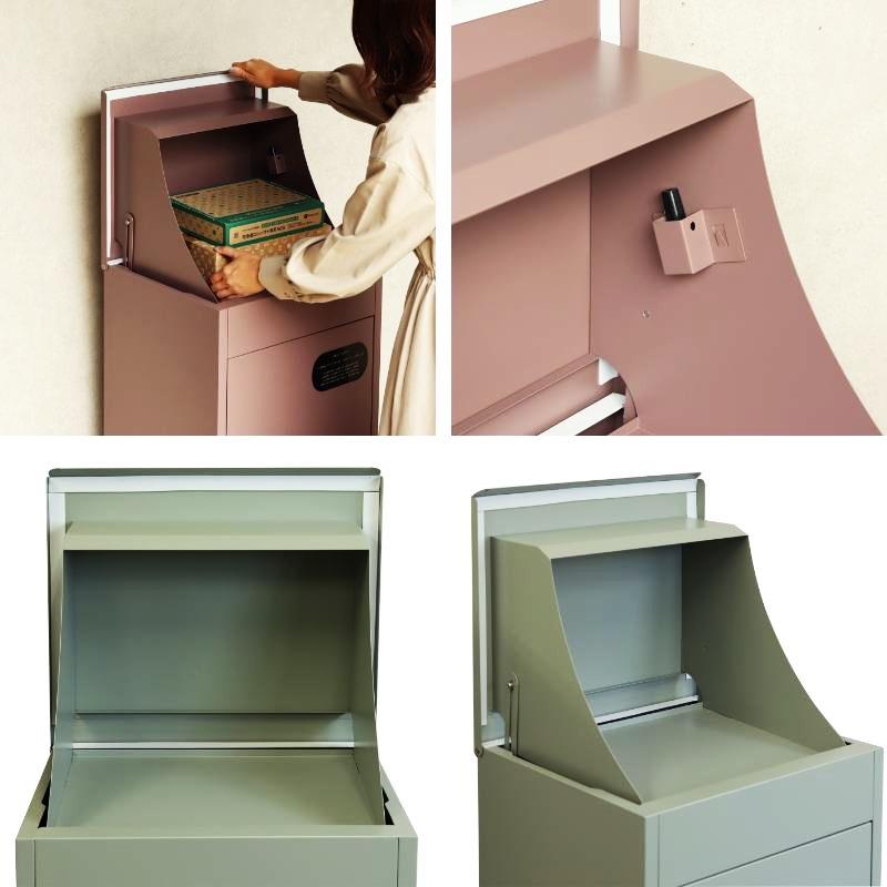 宅配ボックス おしゃれ シンプル 2段 ピンクレッド系 グリーン 一戸建て 一軒家 宅配BOX 鍵付き 施錠 セキュリティー 玄関前 本体完成品 アンティーク | ブランド登録なし | 10