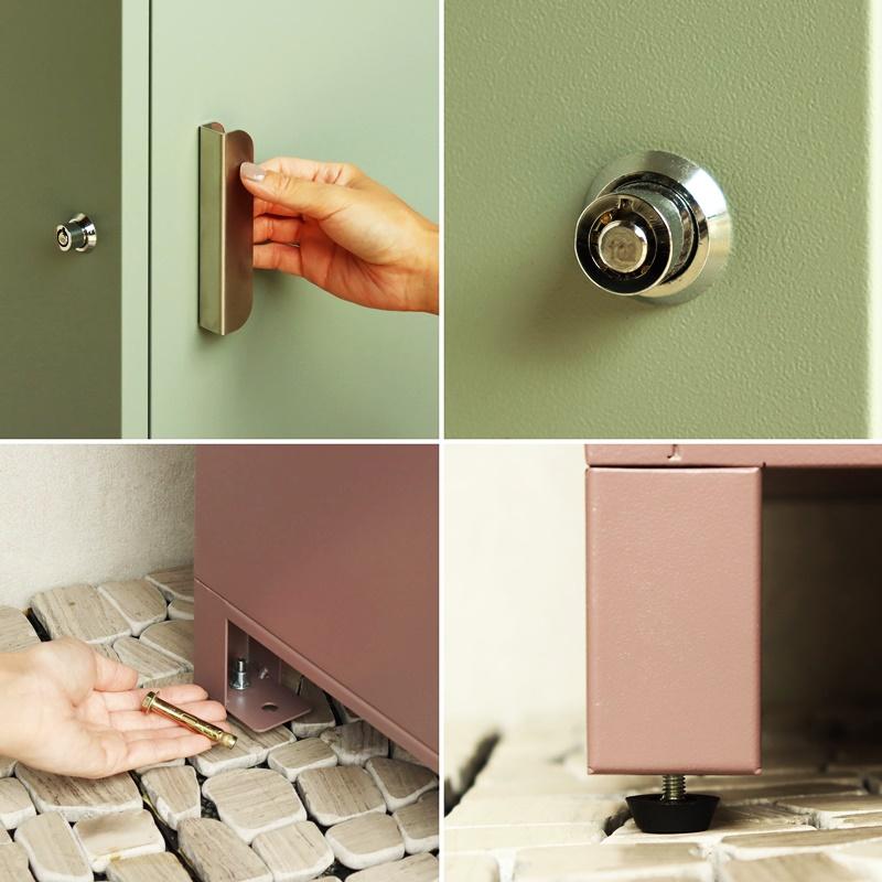 宅配ボックス おしゃれ シンプル 2段 ピンクレッド系 グリーン 一戸建て 一軒家 宅配BOX 鍵付き 施錠 セキュリティー 玄関前 本体完成品 アンティーク | ブランド登録なし | 11