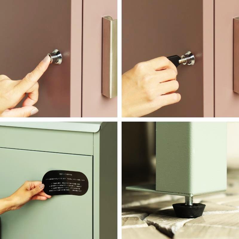 宅配ボックス おしゃれ シンプル 2段 ピンクレッド系 グリーン 一戸建て 一軒家 宅配BOX 鍵付き 施錠 セキュリティー 玄関前 本体完成品 アンティーク | ブランド登録なし | 11