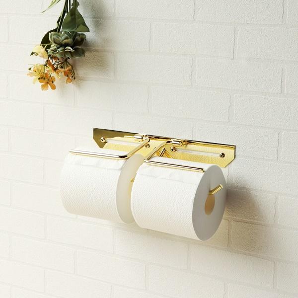 トイレットペーパーホルダー 真鍮 ダブル おしゃれ 北欧 アンティーク ゴールド 金色 カバー 高級感 タオルハンガー レトロ モダン クラシック 紙巻器 完成品 | ブランド登録なし