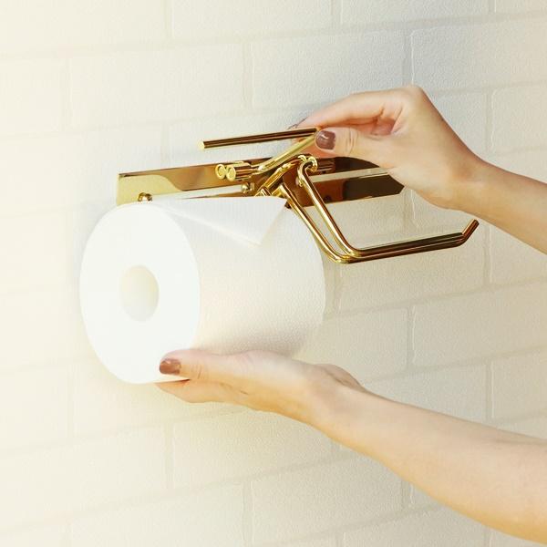 トイレットペーパーホルダー 真鍮 ダブル おしゃれ 北欧 アンティーク ゴールド 金色 カバー 高級感 タオルハンガー レトロ モダン クラシック 紙巻器 完成品 | ブランド登録なし | 05