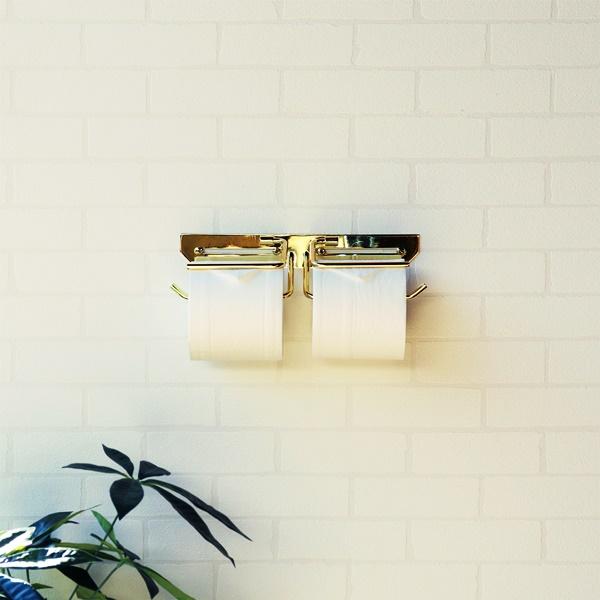 トイレットペーパーホルダー 真鍮 ダブル おしゃれ 北欧 アンティーク ゴールド 金色 カバー 高級感 タオルハンガー レトロ モダン クラシック 紙巻器 完成品 | ブランド登録なし | 09