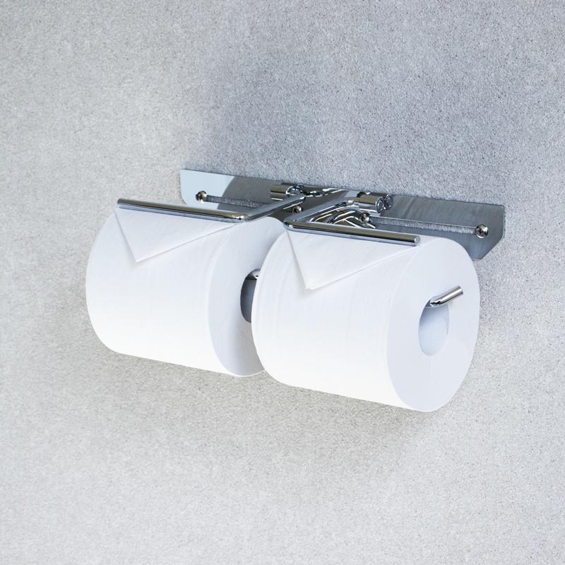 トイレットペーパーホルダー ダブル 2連 完成品 シルバー ステンレス スタイリッシュ おしゃれ シンプルモダン ホテルライク かっこいい 北欧 モダン 光沢 銀色 | ブランド登録なし | 02