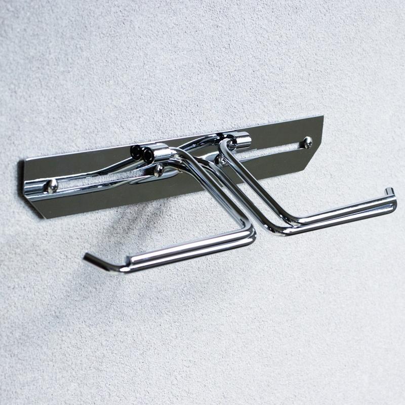トイレットペーパーホルダー ダブル 2連 完成品 シルバー ステンレス スタイリッシュ おしゃれ シンプルモダン ホテルライク かっこいい 北欧 モダン 光沢 銀色 | ブランド登録なし | 03