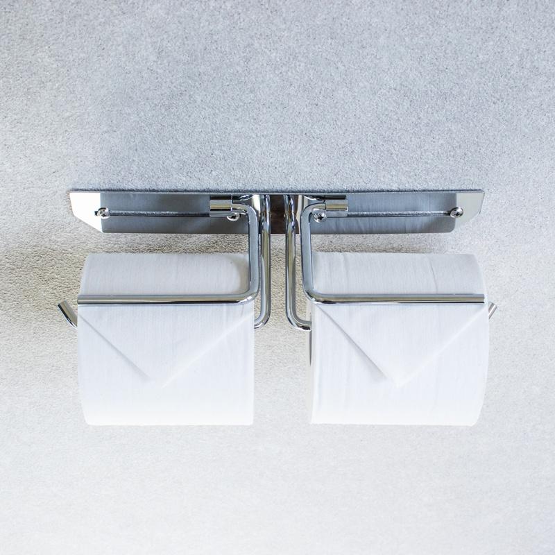 トイレットペーパーホルダー ダブル 2連 完成品 シルバー ステンレス スタイリッシュ おしゃれ シンプルモダン ホテルライク かっこいい 北欧 モダン 光沢 銀色 | ブランド登録なし | 04