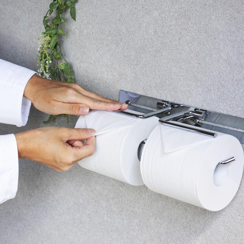 トイレットペーパーホルダー ダブル 2連 完成品 シルバー ステンレス スタイリッシュ おしゃれ シンプルモダン ホテルライク かっこいい 北欧 モダン 光沢 銀色 | ブランド登録なし | 07