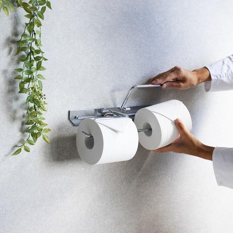 トイレットペーパーホルダー ダブル 2連 完成品 シルバー ステンレス スタイリッシュ おしゃれ シンプルモダン ホテルライク かっこいい 北欧 モダン 光沢 銀色 | ブランド登録なし | 08