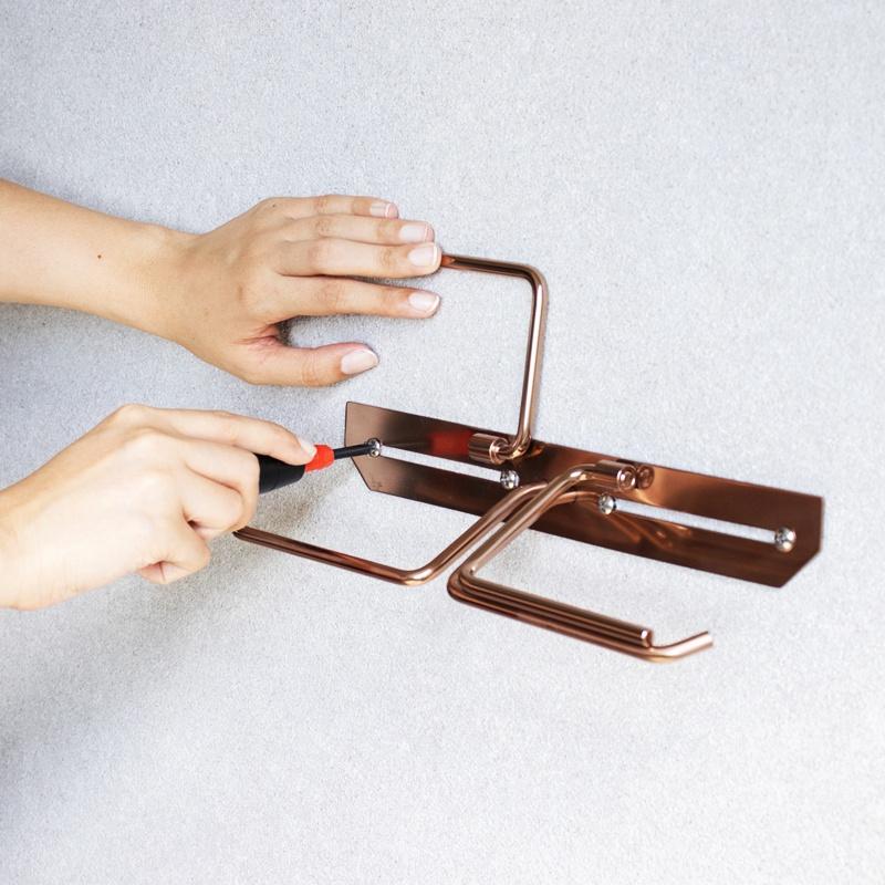 トイレットペーパーホルダー 完成品 ピンクゴールド ステンレス ダブル 2連 スタイリッシュ おしゃれ シンプルモダン ホテルライク かっこいい 北欧 モダン | ブランド登録なし | 08