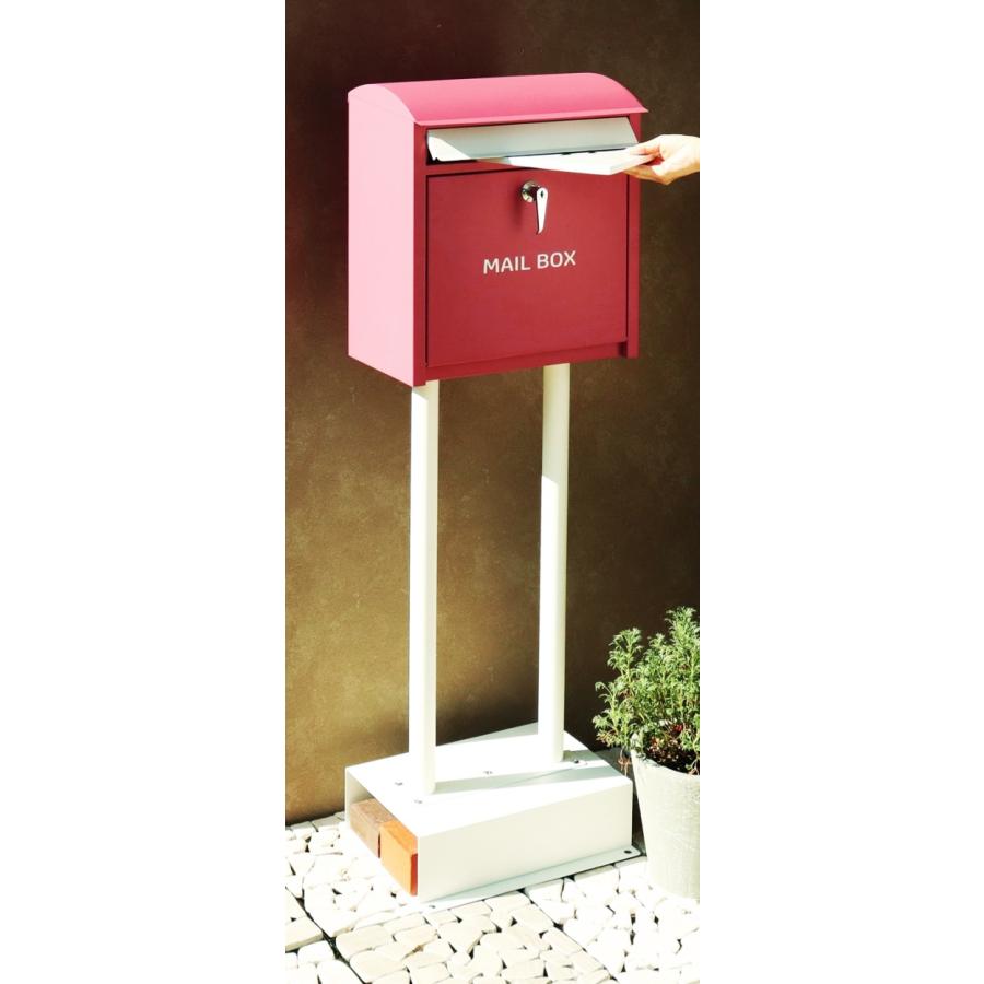 スタンドポスト 置き型 鍵付き 郵便受け 郵便ポスト メールボックス おしゃれ かわいい 北欧 レッド ブルー アンティーク レトロ Olga-オルガ- | ブランド登録なし | 05
