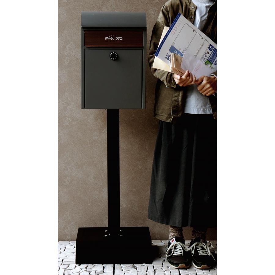 スタンドポスト 置き型 鍵付き 郵便受け 郵便ポスト メールボックス おしゃれ 北欧 モダン グレー グレージュ Gilda-ジルダ スタンドタイプ | ブランド登録なし | 05