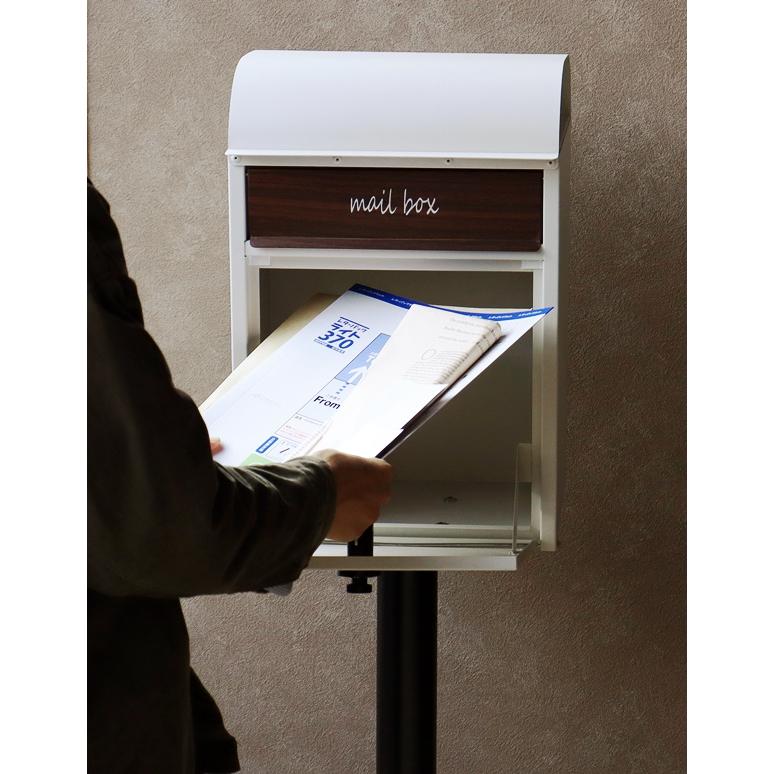 スタンドポスト 置き型 鍵付き 郵便受け 郵便ポスト メールボックス おしゃれ 北欧 モダン グレー グレージュ Gilda-ジルダ スタンドタイプ | ブランド登録なし | 07