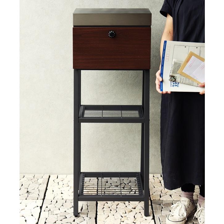 スタンドポスト 郵便ポスト おしゃれ 置き型 郵便受け 北欧 一戸建て メールボックス 鍵付き ダイヤル式 レトロ アンティーク 棚付き ブラウン ホワイト |  | 04