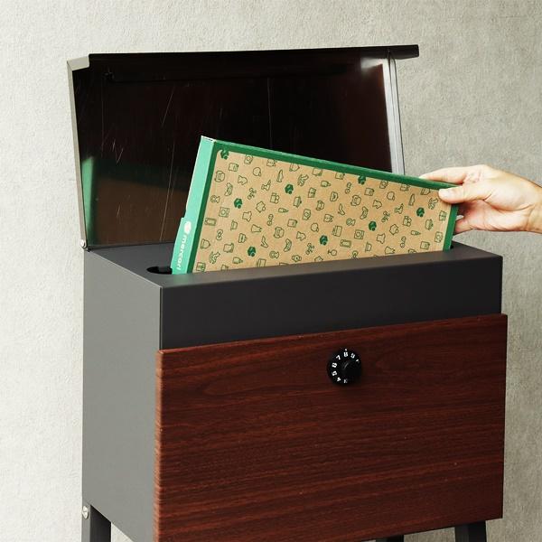 スタンドポスト 郵便ポスト おしゃれ 置き型 郵便受け 北欧 一戸建て メールボックス 鍵付き ダイヤル式 レトロ アンティーク 棚付き ブラウン ホワイト |  | 05