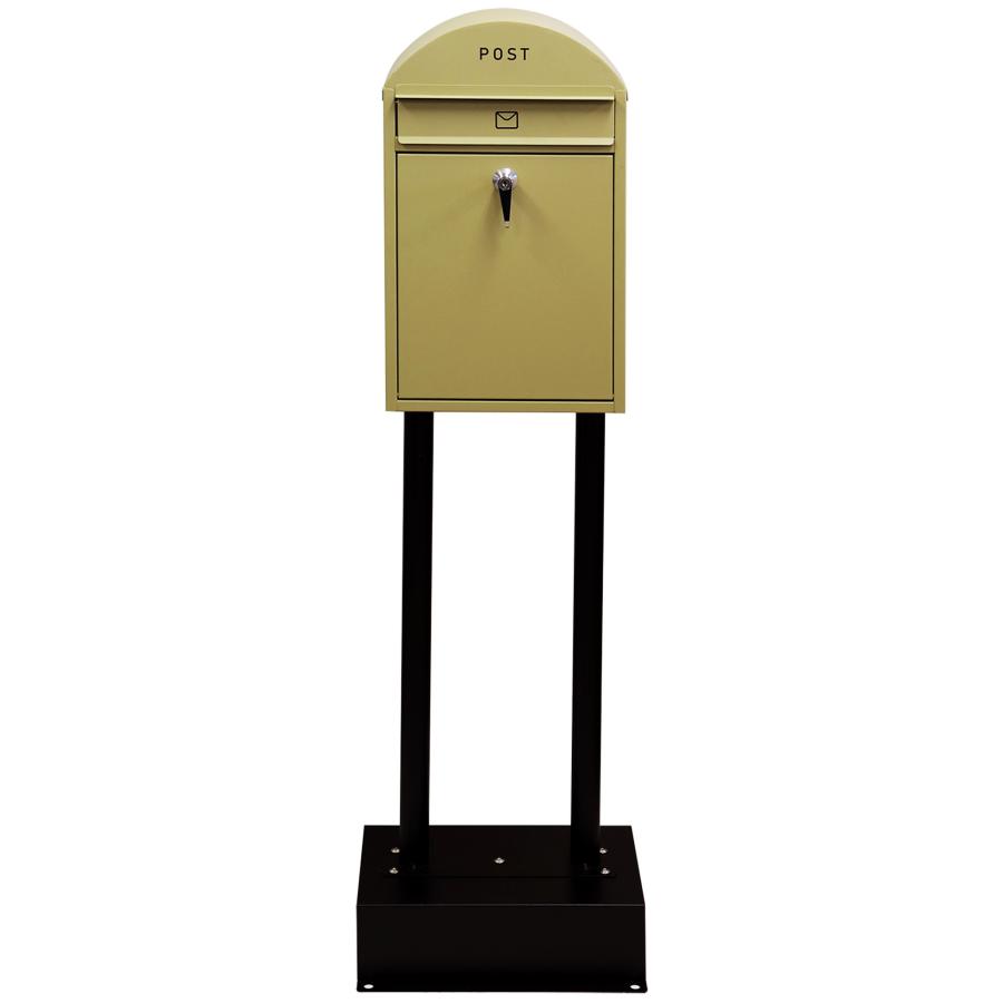 スタンドポスト 郵便ポスト おしゃれ 置き型 北欧 一戸建て 郵便受け ポスト 鍵付き レトロ アンティーク モダン 自立式 イエローベージュ ブルーグレー | ブランド登録なし | 13