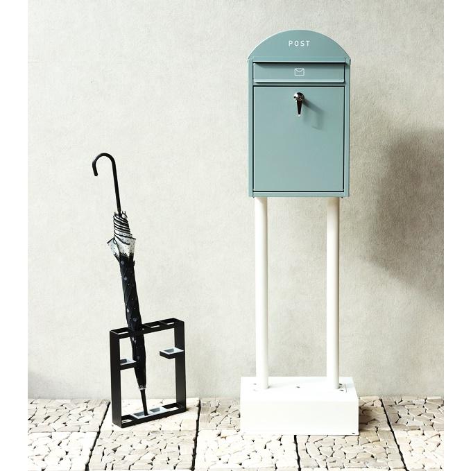 スタンドポスト 郵便ポスト おしゃれ 置き型 北欧 一戸建て 郵便受け ポスト 鍵付き レトロ アンティーク モダン 自立式 イエローベージュ ブルーグレー | ブランド登録なし | 04