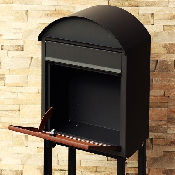 スタンドポスト おしゃれ 自立 置き型 郵便ポスト 郵便受け スタンドタイプ 戸建て レトロ 北欧 アンティーク モダン 木目 ダークグレー ベージュ 鍵付 一戸建て | ブランド登録なし | 06