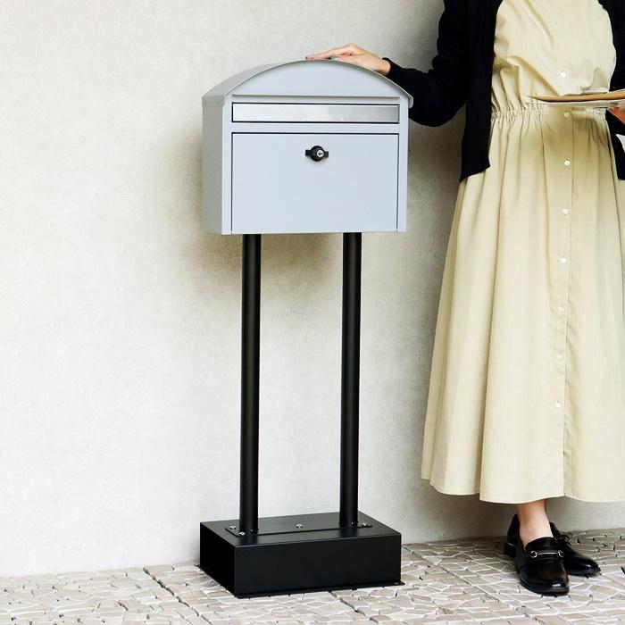 スタンドポスト ポスト 郵便ポスト 自立型 スタンド式 郵便受け おしゃれ グレー グリーン レトロ 北欧 モダン アンティーク 一戸建て 一軒家 鍵付き 置くだけ | ブランド登録なし | 03