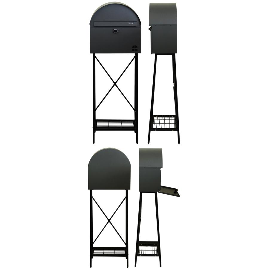 郵便ポスト スタンド式 ダイヤル錠 グレー ライトベージュ スタンドポスト 鍵付き おしゃれ レトロ 自立 北欧 カントリー モダン アンティーク 一軒家 戸建て | ブランド登録なし | 12