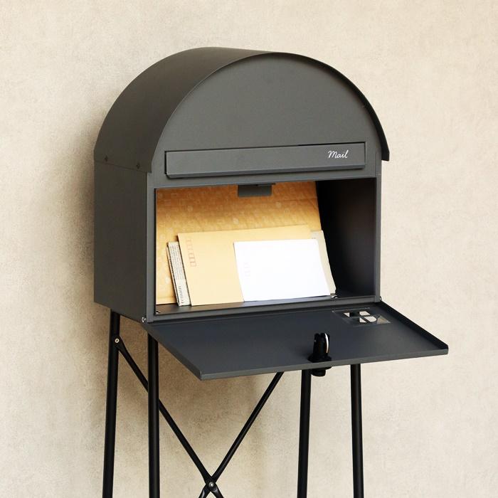 郵便ポスト スタンド式 ダイヤル錠 グレー ライトベージュ スタンドポスト 鍵付き おしゃれ レトロ 自立 北欧 カントリー モダン アンティーク 一軒家 戸建て | ブランド登録なし | 09