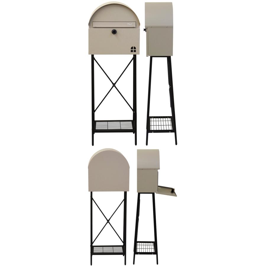 郵便ポスト スタンド式 ダイヤル錠 グレー ライトベージュ スタンドポスト 鍵付き おしゃれ レトロ 自立 北欧 カントリー モダン アンティーク 一軒家 戸建て | ブランド登録なし | 11