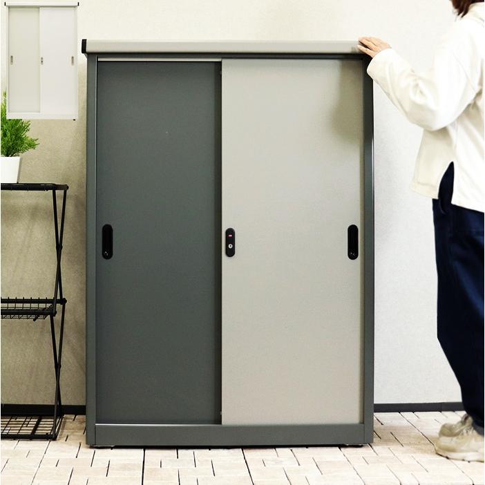 物置 屋外用 中型 鍵付き 幅90cm 高さ125cm ラージ Ave-アーヴェ- グレー/ホワイト 倉庫 室外 おしゃれ 北欧 エクステリア ガーデン 戸建て ベランダ 施錠 | ブランド登録なし