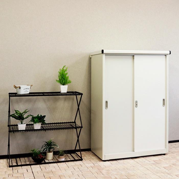 物置 屋外用 中型 鍵付き 幅90cm 高さ125cm ラージ Ave-アーヴェ- グレー/ホワイト 倉庫 室外 おしゃれ 北欧 エクステリア ガーデン 戸建て ベランダ 施錠 | ブランド登録なし | 03