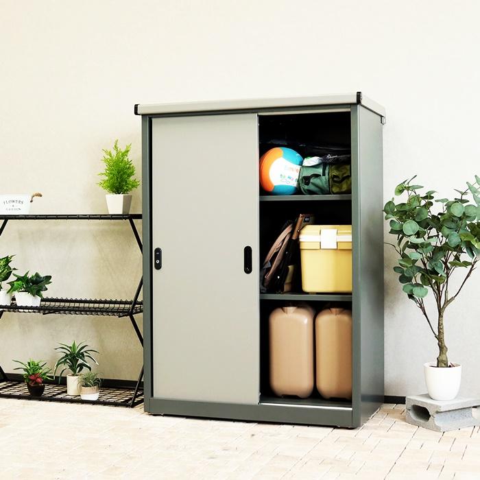 物置 屋外用 中型 鍵付き 幅90cm 高さ125cm ラージ Ave-アーヴェ- グレー/ホワイト 倉庫 室外 おしゃれ 北欧 エクステリア ガーデン 戸建て ベランダ 施錠 | ブランド登録なし | 04