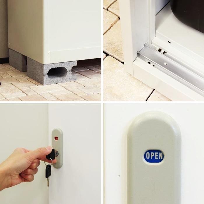 物置 屋外用 中型 鍵付き 幅90cm 高さ125cm ラージ Ave-アーヴェ- グレー/ホワイト 倉庫 室外 おしゃれ 北欧 エクステリア ガーデン 戸建て ベランダ 施錠 | ブランド登録なし | 07