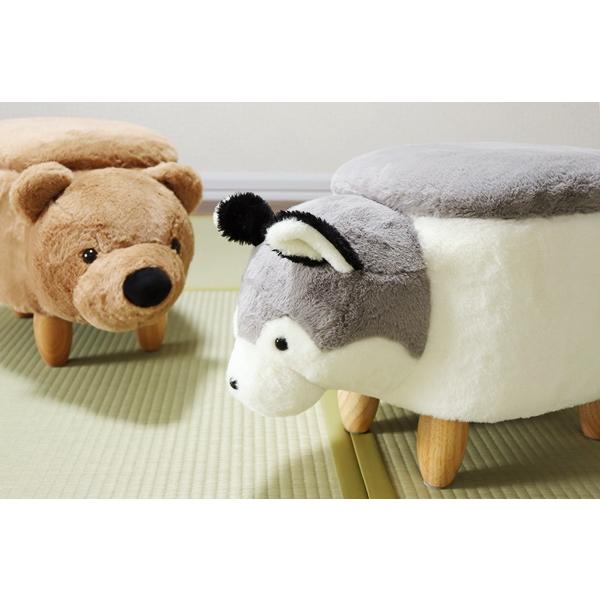 収納付きアニマルスツール 収納スツール オットマン 腰掛け かわいい おしゃれ キッズ 収納ボックス ローチェア ハスキー クマ カバ ブタ Annie-アニー | ブランド登録なし | 06