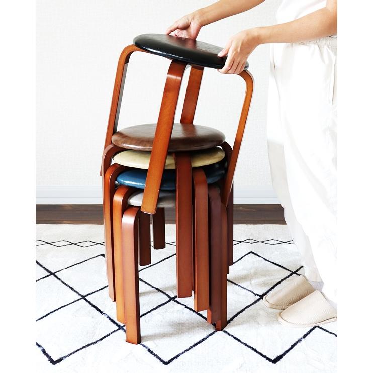 スタッキングスツール 6脚セット 完成品 丸椅子 スタッキングチェア 省スペース コンパクト ブラック ブラウン ネイビー グレー イエローベージュ Theo-テオ- | ブランド登録なし | 06