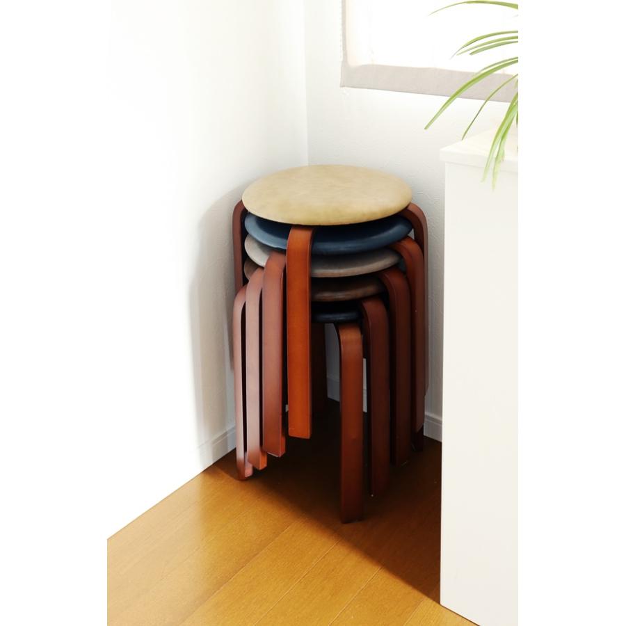 スタッキングスツール 6脚セット 完成品 丸椅子 スタッキングチェア 省スペース コンパクト ブラック ブラウン ネイビー グレー イエローベージュ Theo-テオ- | ブランド登録なし | 08