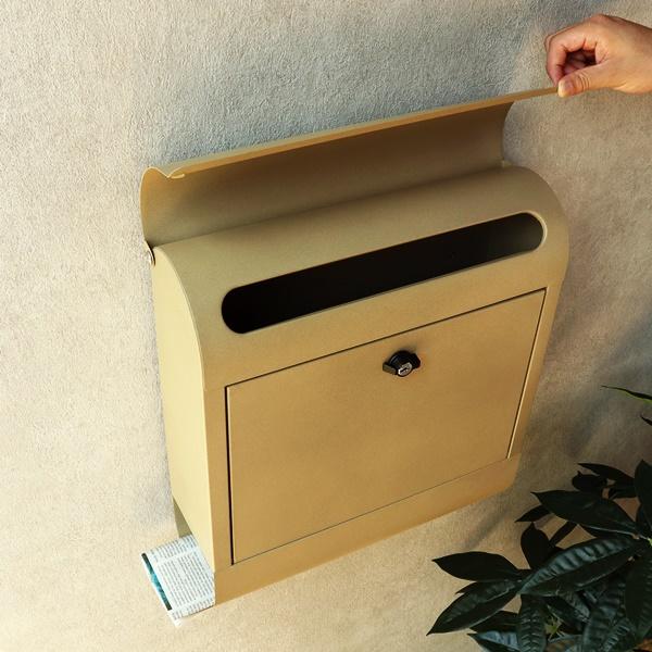 壁掛けポスト おしゃれ かわいい 郵便受け ポスト 壁掛け 北欧 レトロ 鍵付き アンティーク シンプル モダン 郵便ポスト カーディナルレッド シャンパンゴールド |  | 09