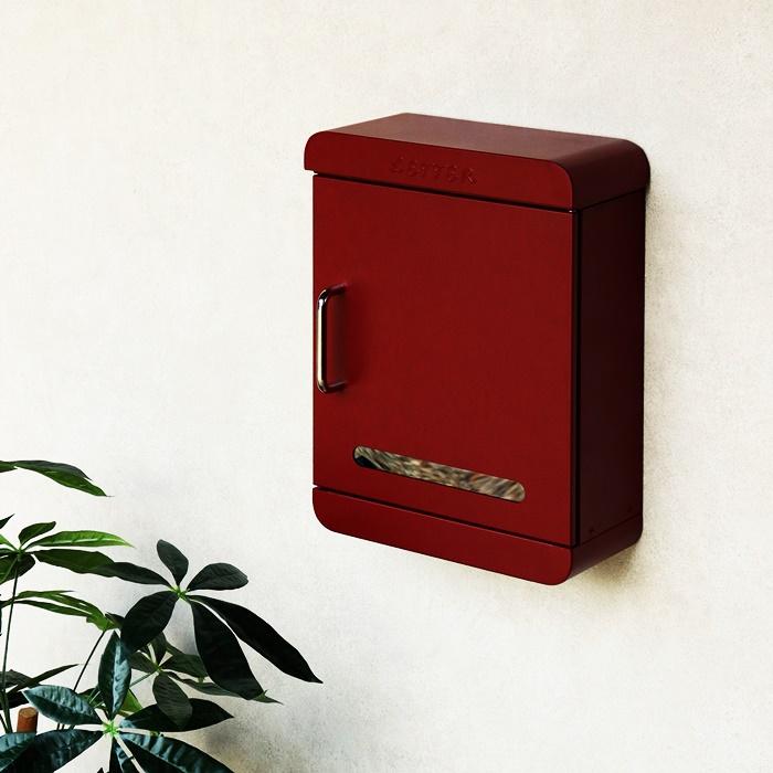 壁掛けポスト 鍵付き 金属製 ボルドー/フォレストグリーン おしゃれ 郵便ポスト レトロ 北欧 ヨーロピアン アンティーク シリンダー錠 ヨーロッパ | ブランド登録なし | 03