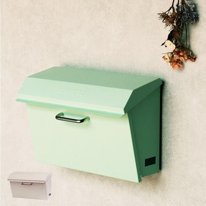 郵便ポスト 壁掛け 鍵付き セージグリーン/クリーム 壁掛けポスト おしゃれ レトロ 北欧 ヨーロピアン アンティーク シリンダー錠 ヨーロッパ | ブランド登録なし