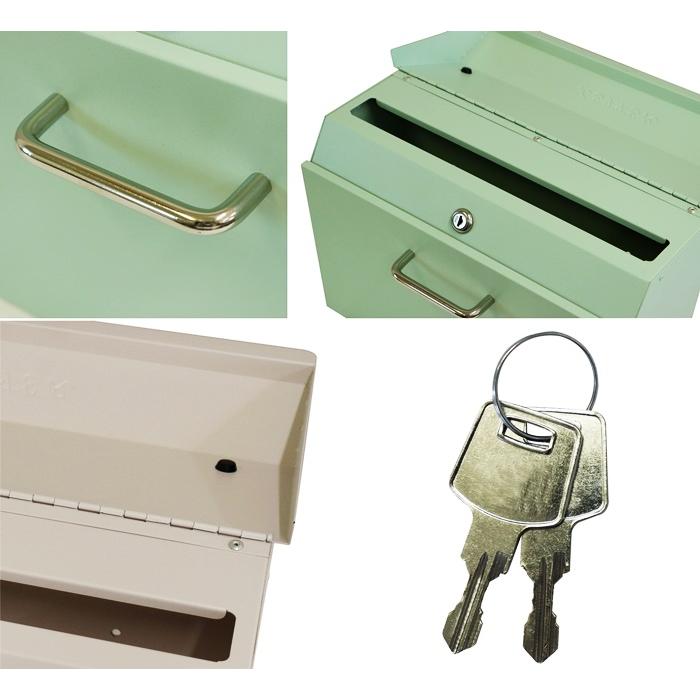 郵便ポスト 壁掛け 鍵付き セージグリーン/クリーム 壁掛けポスト おしゃれ レトロ 北欧 ヨーロピアン アンティーク シリンダー錠 ヨーロッパ | ブランド登録なし | 11