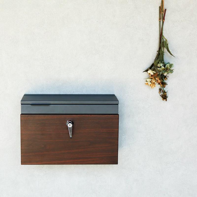 郵便ポスト 壁掛け グレー ベージュ 完成品 ブラウン 木目柄 鍵付き おしゃれ 北欧 モダン シリンダー錠 スリット窓 レトロ 和モダン 一戸建て 一軒家 新聞受け | ブランド登録なし | 04