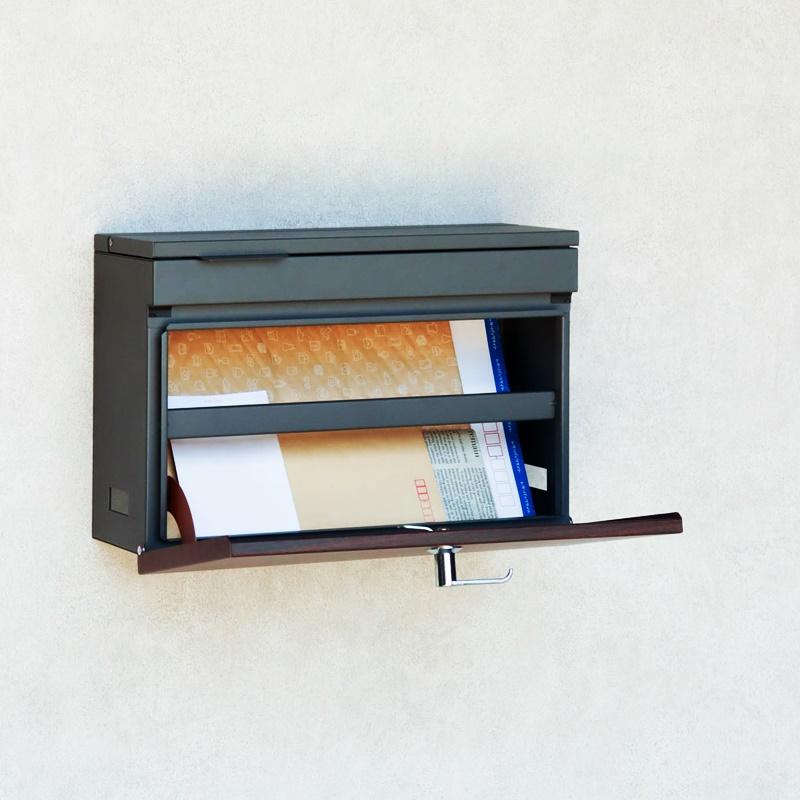 郵便ポスト 壁掛け グレー ベージュ 完成品 ブラウン 木目柄 鍵付き おしゃれ 北欧 モダン シリンダー錠 スリット窓 レトロ 和モダン 一戸建て 一軒家 新聞受け | ブランド登録なし | 06