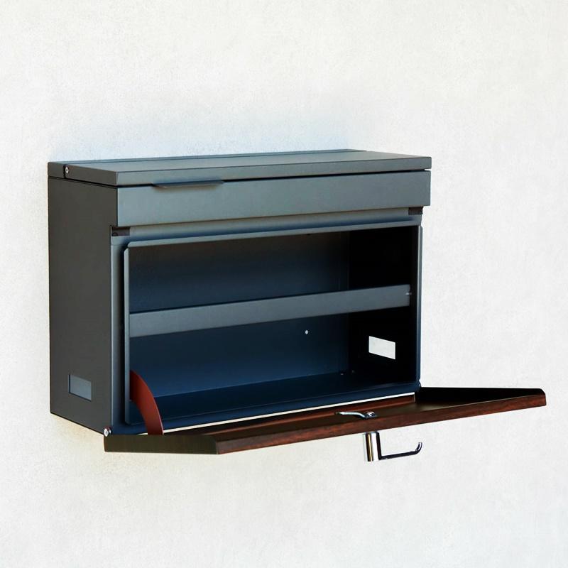 郵便ポスト 壁掛け グレー ベージュ 完成品 ブラウン 木目柄 鍵付き おしゃれ 北欧 モダン シリンダー錠 スリット窓 レトロ 和モダン 一戸建て 一軒家 新聞受け | ブランド登録なし | 08