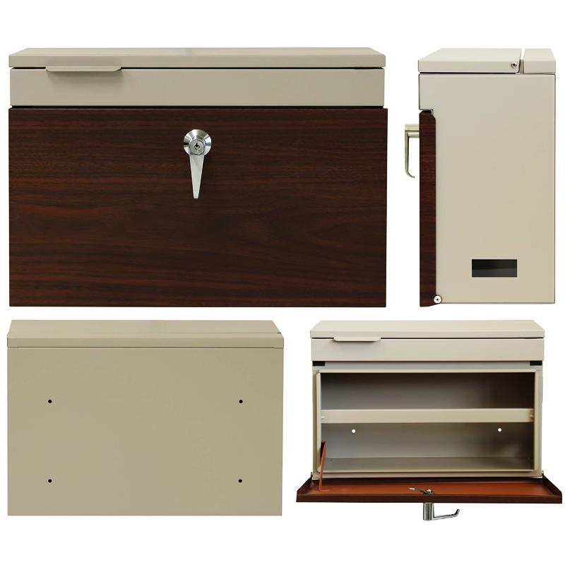 郵便ポスト 壁掛け グレー ベージュ 完成品 ブラウン 木目柄 鍵付き おしゃれ 北欧 モダン シリンダー錠 スリット窓 レトロ 和モダン 一戸建て 一軒家 新聞受け | ブランド登録なし | 11