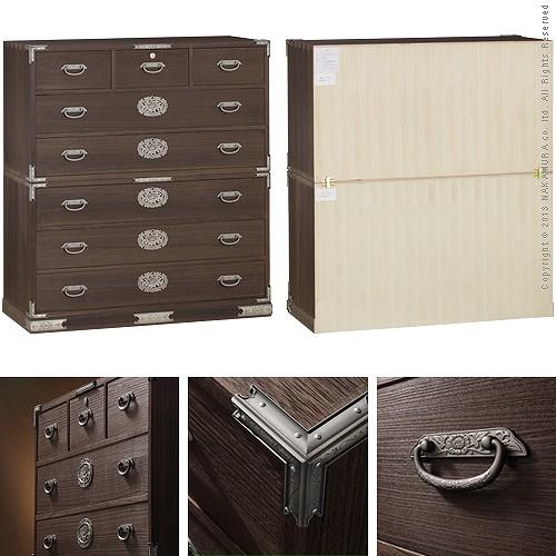 焼桐収納箪笥 6段 三条（さんじょう） 桐たんす 桐箪笥 桐タンス 着物 収納 国産  衣装箱 桐衣裳ケース たんす チェスト 桐 桐天然木 たとう紙 保管 日本製 |  | 02