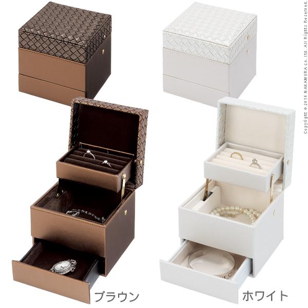ジュエリーケース アクセサリーケース イントレチャート調ジュエリーボックス 〔アンジェラ〕 キューブ 持ち運び |  | 03