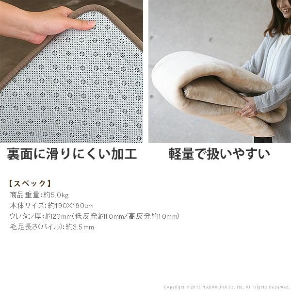 ラグ 厚手 低反発高反発フランネルラグ 〔ステップ〕 190x190cm 防音 |  | 02