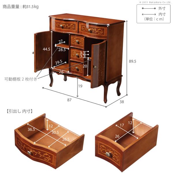 イタリア 家具 ヴェローナクラシック 猫脚リビングキャビネット W87cm  猫脚 輸入家具 アンティーク風 イタリア製 おしゃれ 高級感 木製 天然木 リモート 在宅 |  | 03