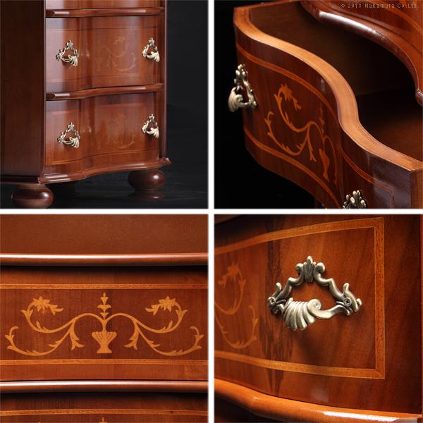 イタリア 家具 ヴェローナクラシック 丸脚3段オープンチェスト（棚板あり） W58cm  丸脚 輸入家具 アンティーク風 イタリア製 おしゃれ 高級感 木製 在宅 |  | 02