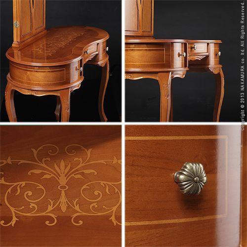 イタリア 家具 ヴェローナクラシック 猫脚象嵌ドレッサー&スツール  猫脚 輸入家具 アンティーク風 イタリア製 おしゃれ 高級感 木製 天然木 リモート 在宅 |  | 03