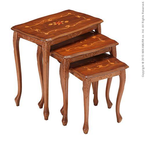 イタリア 家具 ヴェローナクラシック 猫脚象嵌ネストテーブル  猫脚 輸入家具 アンティーク風 イタリア製 おしゃれ 高級感 木製 天然木 リモート 在宅 |  | 02