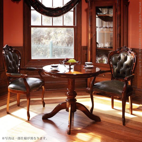 イタリア 家具 ヴェローナクラシック 肘付きチェア-革張り  猫脚 輸入家具 アンティーク風 イタリア製 おしゃれ 高級感 木製 天然木 リモート 在宅 |  | 01