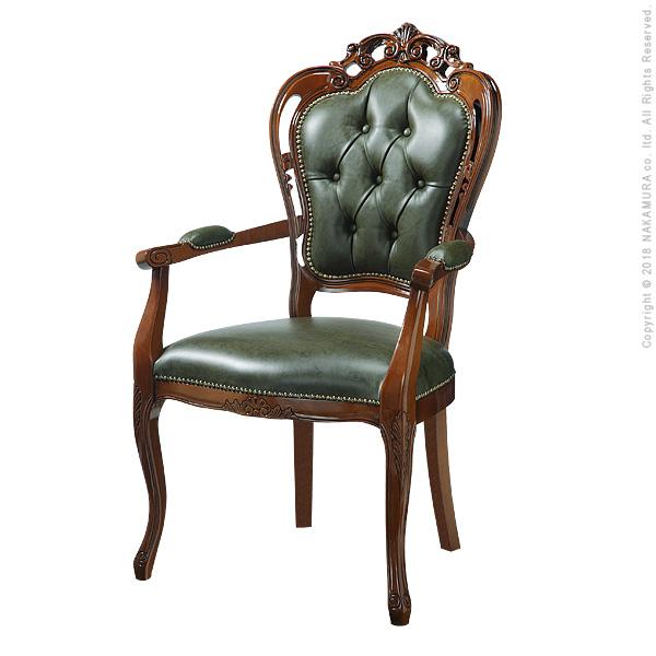 イタリア 家具 ヴェローナクラシック 肘付きチェア-革張り  猫脚 輸入家具 アンティーク風 イタリア製 おしゃれ 高級感 木製 天然木 リモート 在宅 |  | 02