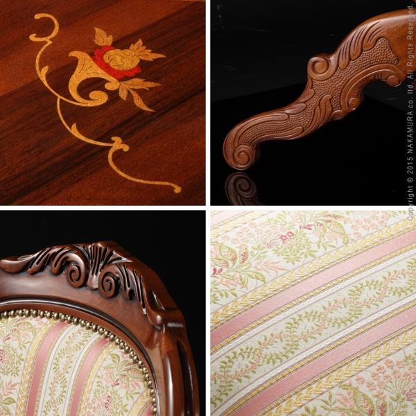 イタリア 家具 ヴェローナクラシック ダイニング5点セット:テーブル幅135cm+チェア-ミックスピンク4脚 猫脚 輸入家具 アンティーク風 イタリア製 おしゃれ 在宅 |  | 03